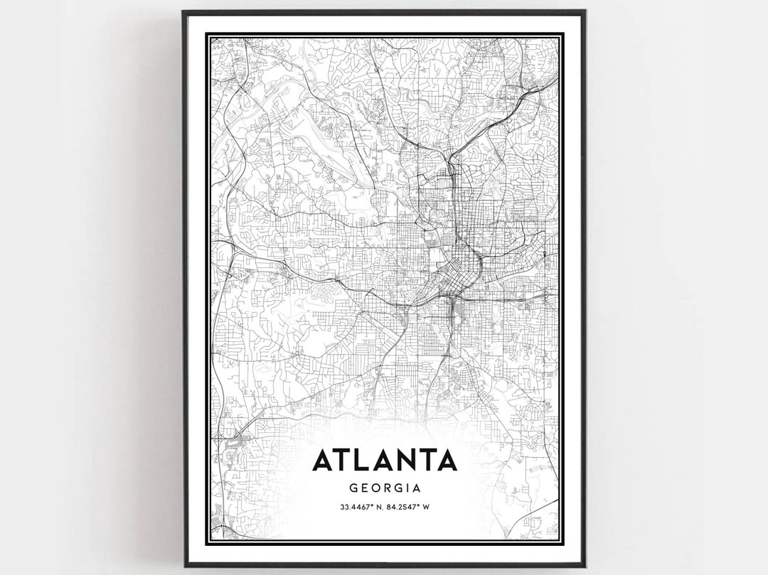 Atlanta Map Print, Atlanta Map Poster Wall Art, Ga City Map, Georgia ...