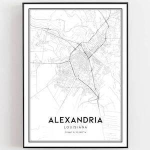 Alexandria Map Print, Alexandria Map Poster Wall Art, La City Map, Louisiana Print Street Map Decor, Road Map Gift, B983