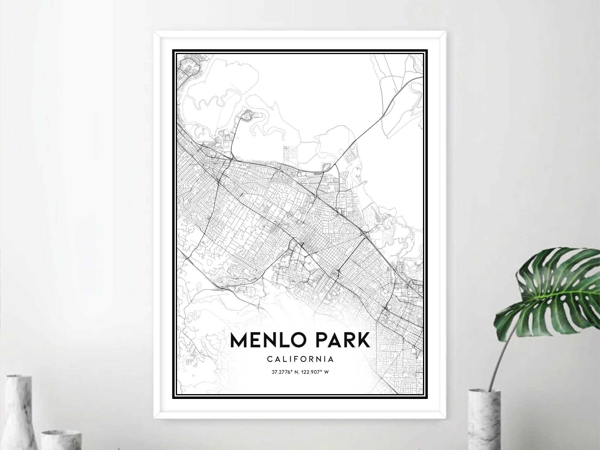 Menlo Park Map Print Menlo Park Map Poster Wall Art Ca City Etsy