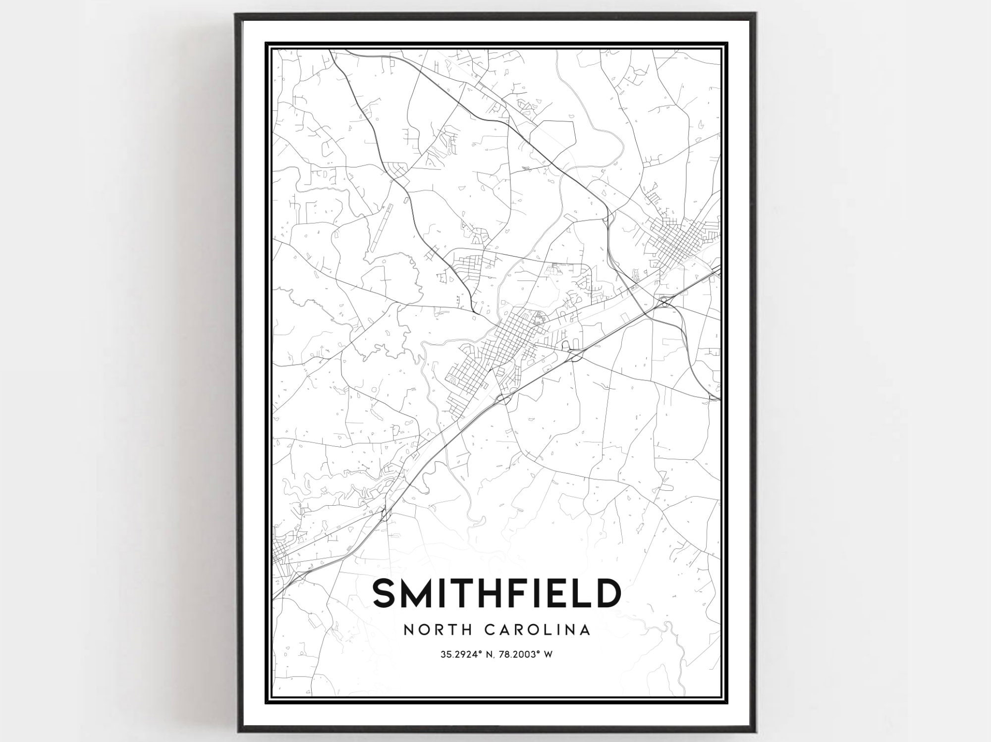 Smithfield Map Print Smithfield Map Poster Wall Art Nc City - Etsy
