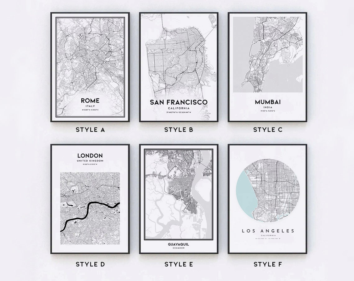 Custom Map Print | Personalized City Map Print - Etsy