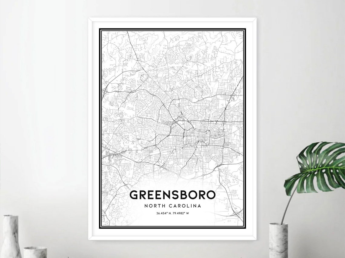 Greensboro Map Print Greensboro Map Poster Wall Art Nc City - Etsy