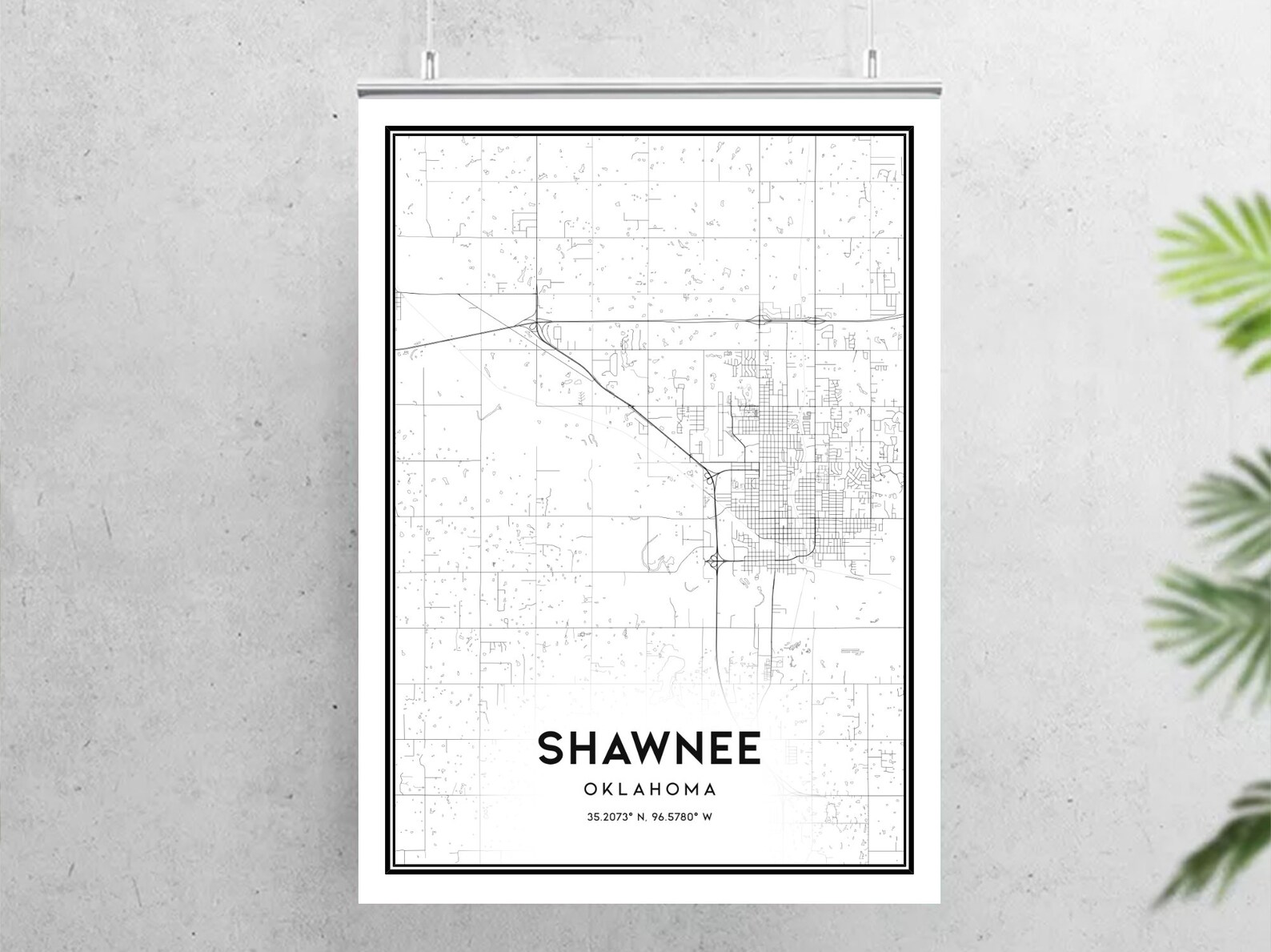 Shawnee Map Print Shawnee Map Poster Wall Art Ok City Map | Etsy