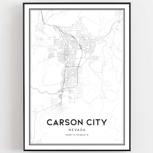 Carson City Map Print, Carson City Map Poster Wall Art, Nv City Map, Nevada Print Street Map Decor, Road Map Gift, B1274