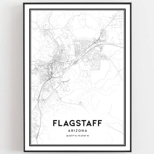 Flagstaff Karte Druck, Flagstaff Karte Poster Wandkunst, Az Stadt karte, Arizona Print Straßenkarte Dekor, Straßenkarte Geschenk, B1024