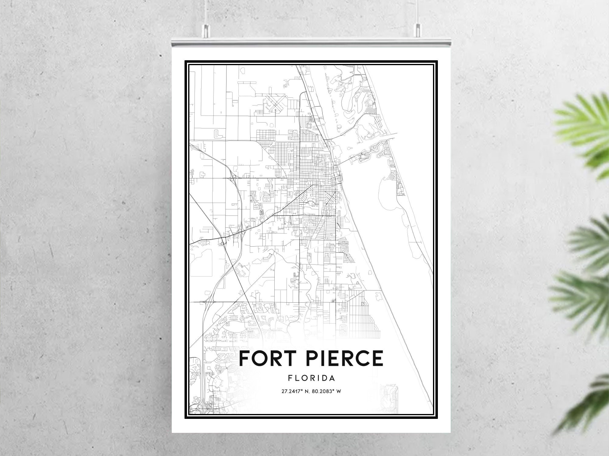 Fort Pierce Map Print, Fort Pierce Map Poster Wall Art, Fl City Map ...