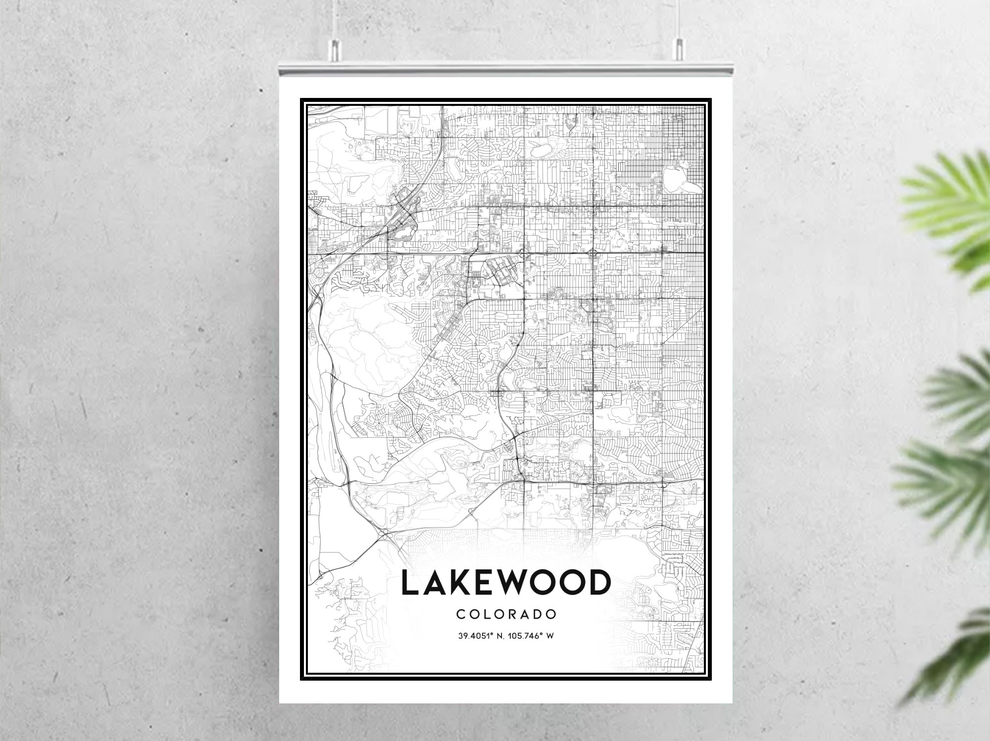 Lakewood Map Print, Lakewood Map Poster Wall Art, Co City Map, Colorado ...
