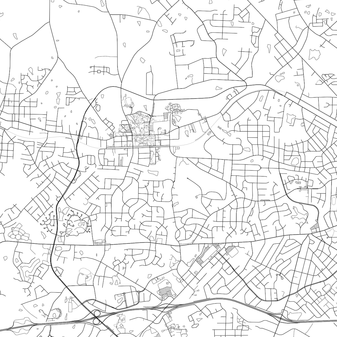 Burlington Map Print Burlington Map Poster Wall Art Nc City - Etsy