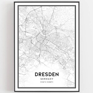 Dresden Karte Druck, Dresden Karte Poster Wandkunst, Dresden Stadtplan, Dresden Print Straßenkarte Dekor, Straßenkarte Geschenk, B355