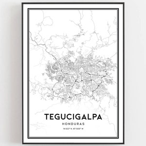 Tegucigalpa Karte Druck, Tegucigalpa Karte Poster Wandkunst, Tegucigalpa Stadtplan, Tegucigalpa Print Straßenkarte Dekor, Straßenkarte Geschenk, B277
