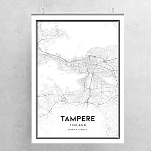 Tampere Map Print, Tampere Map Poster Wall Art, Tampere City Map, Tampere Print Street Map Decor, Road Map Gift, B546 image 3