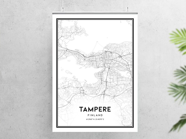 Tampere Map Print, Tampere Map Poster Wall Art, Tampere City Map, Tampere Print Street Map Decor, Road Map Gift, B546 image 3