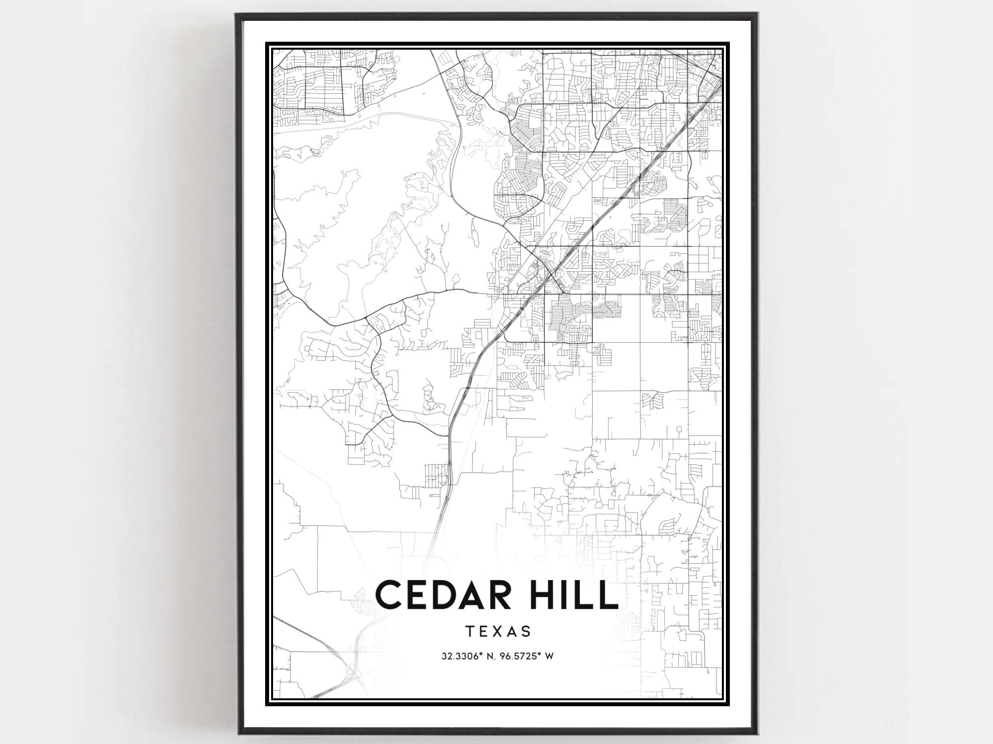 Cedar Hill Map Print Cedar Hill Map Poster Wall Art Tx City Etsy