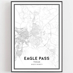 Eagle Pass Map Print, Eagle Pass Map Poster Wall Art, Tx City Map, Texas Print Street Map Decor, Road Map Gift, B1327