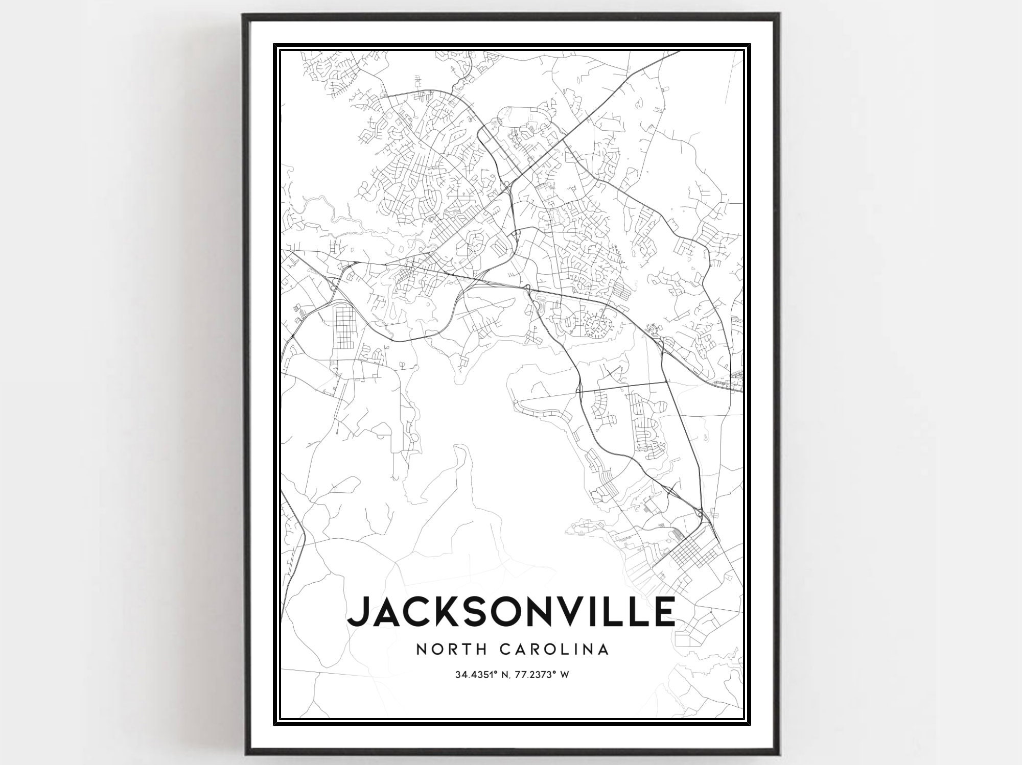 Jacksonville Map Print Jacksonville Map Poster Wall Art Nc - Etsy