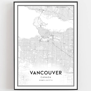 Vancouver Karte Druck, Vancouver Karte Poster Wandkunst, Vancouver Stadt karte, Vancouver Print Straßenkarte Dekor, Road Map Geschenk, B131