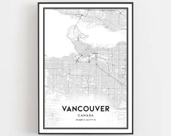 Vancouver Map Print, Vancouver Map Poster Wall Art, Vancouver  City Map, Vancouver Print Street Map Decor, Road Map Gift, B131