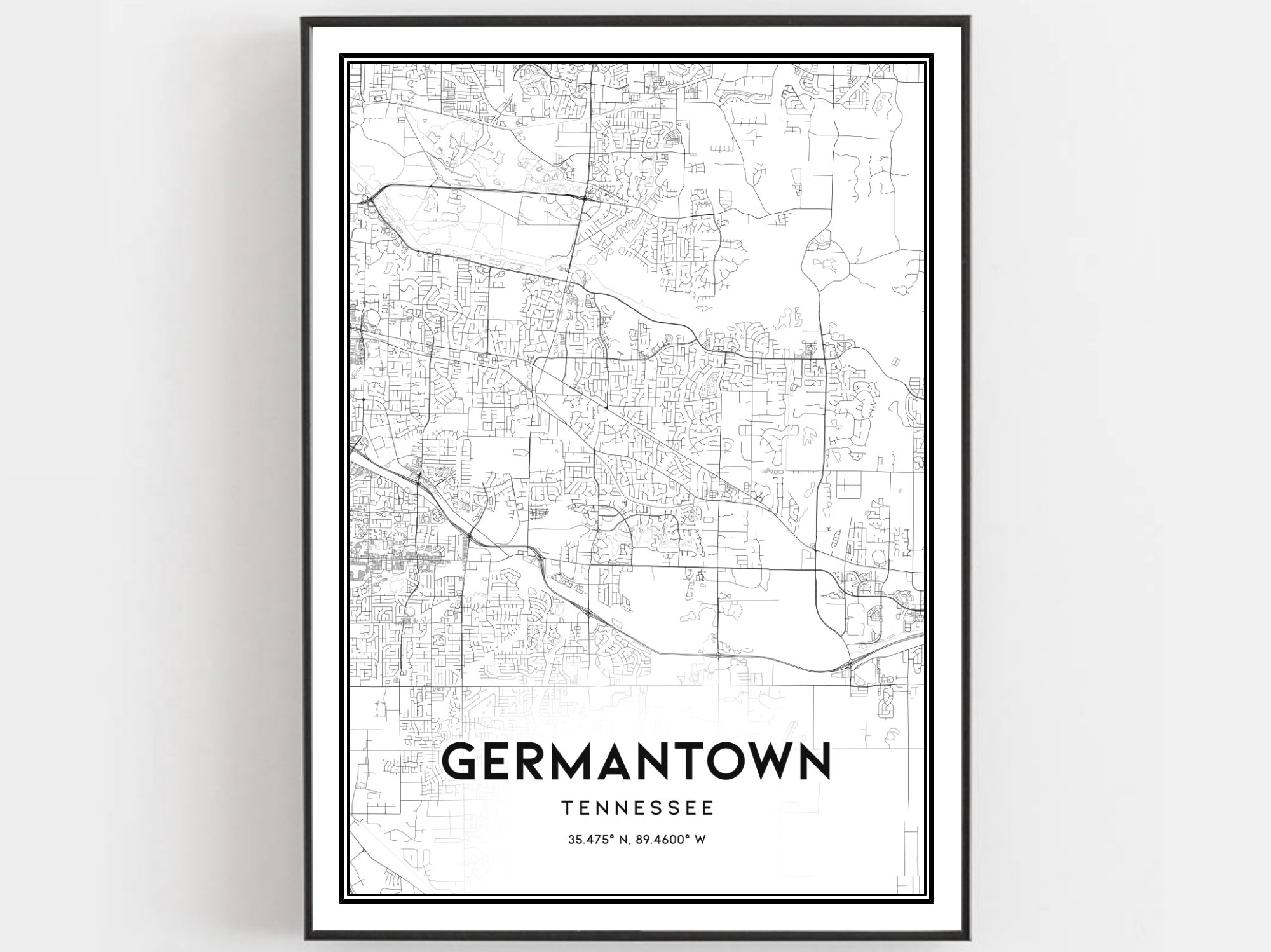 Germantown Map Print Germantown Map Poster Wall Art Tn City Etsy