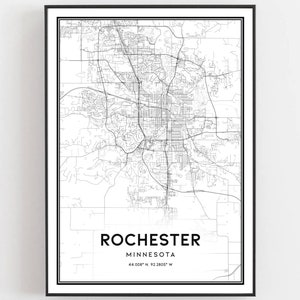 Rochester Map Print, Rochester Map Poster Wall Art, Mn City Map ...