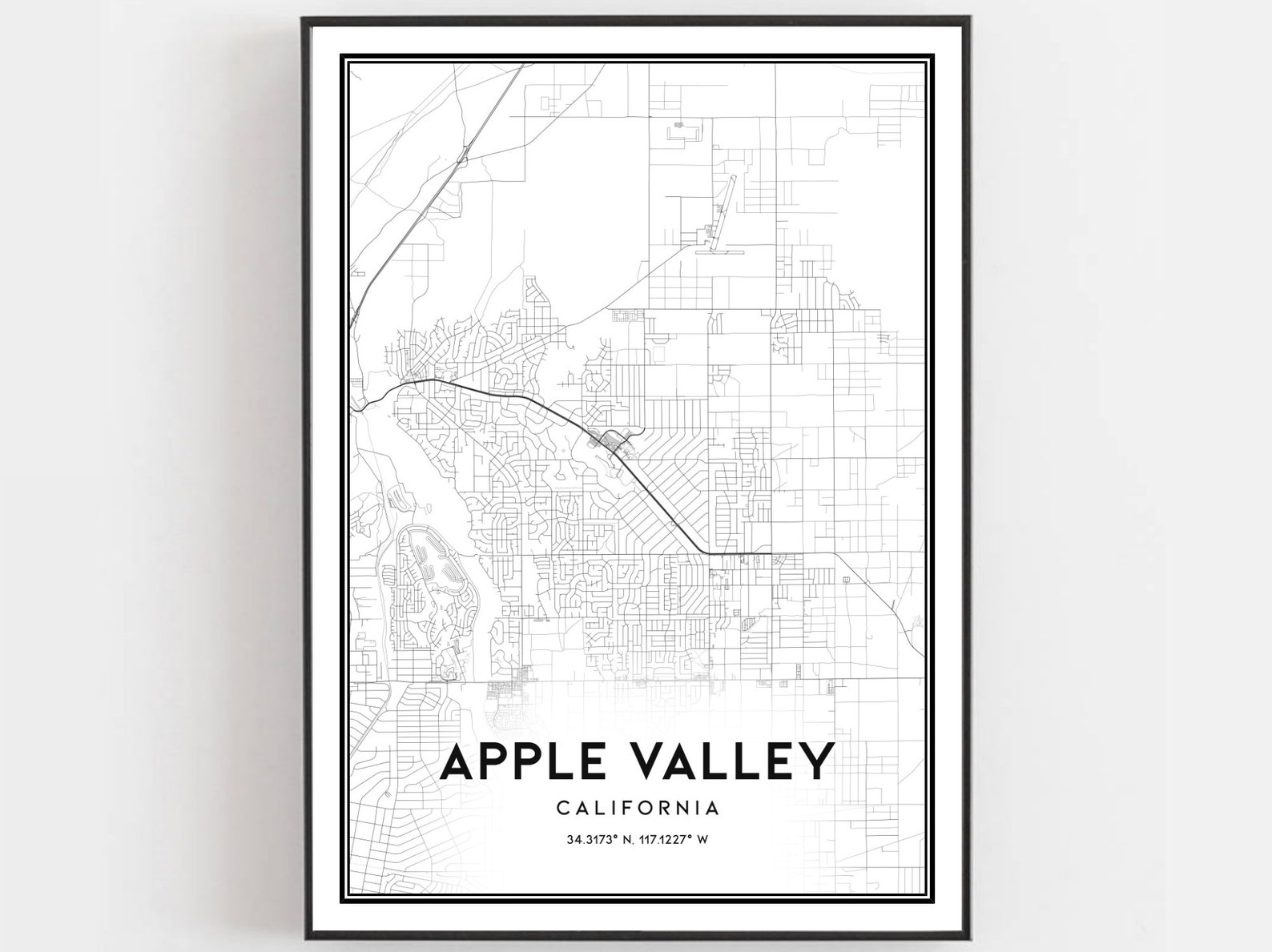 Apple Valley Map Print, Apple Valley Map Poster Wall Art, Ca City Map ...