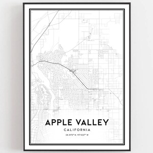 Apple Valley Kaart Afdrukken, Apple Valley Kaart Poster Wall Art, Ca Stadsplattegrond, Californië Print Stratenplan Decor, Wegenkaart Cadeau, B1085