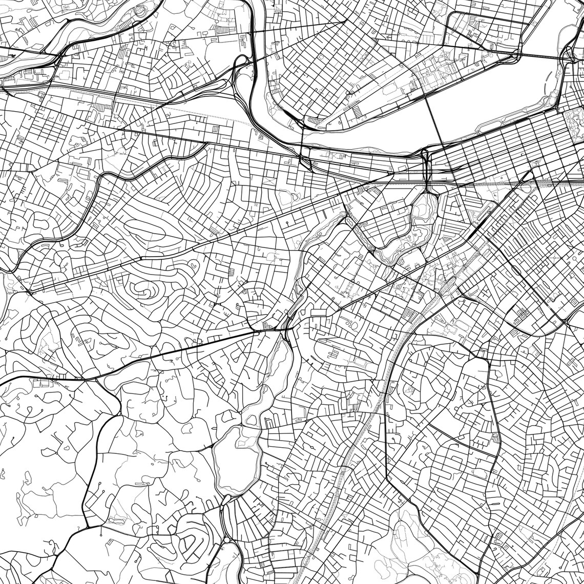 Boston Map Print Boston Map Poster Wall Art Ma City Map Etsy