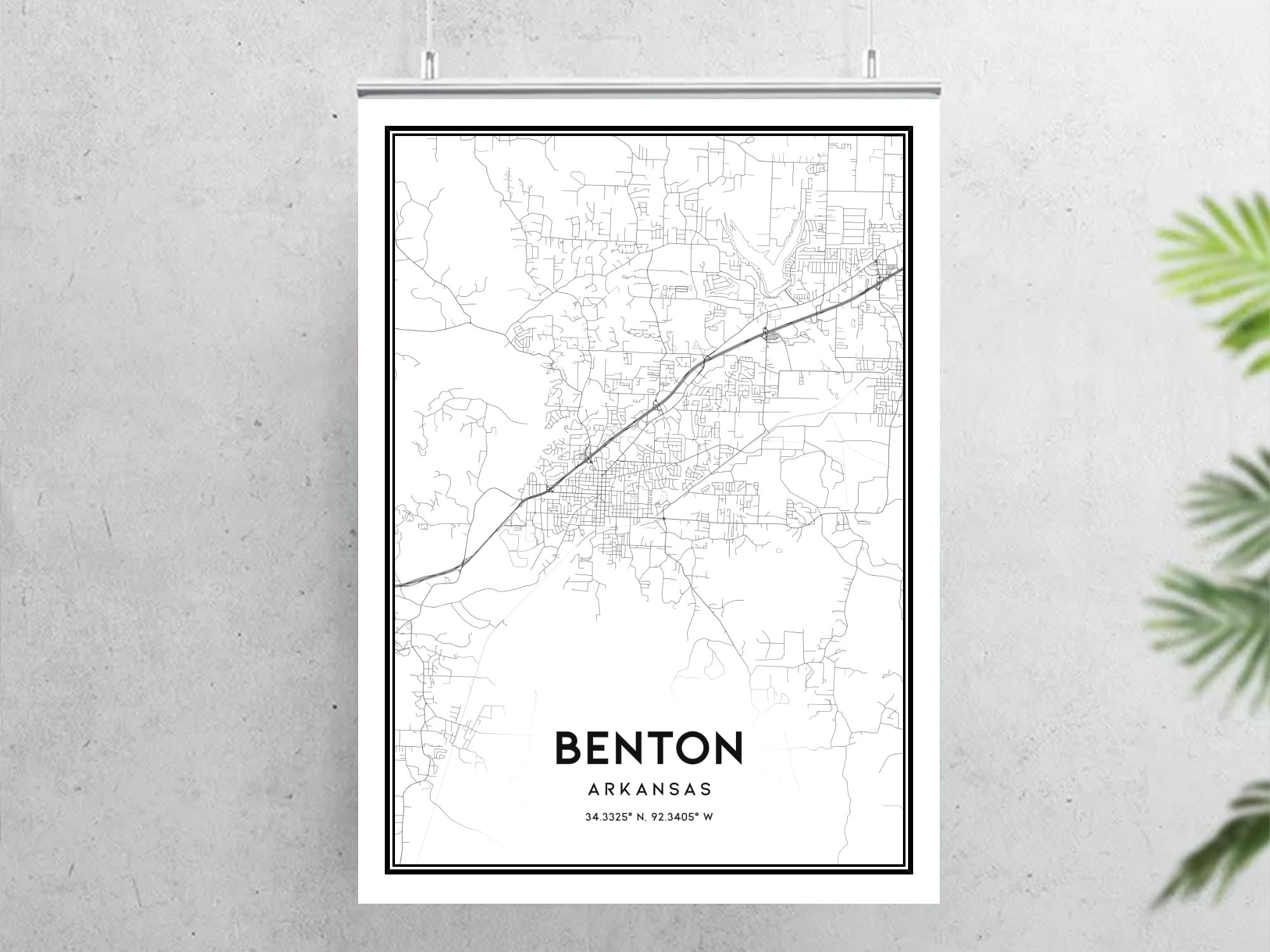 Benton Map Print, Benton Map Poster Wall Art, Ar City Map, Arkansas ...