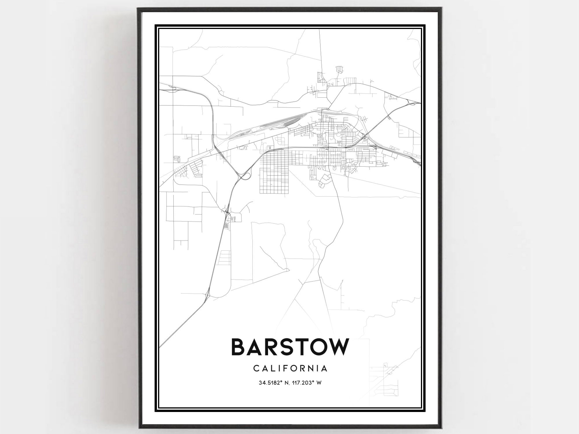 Barstow Map Print Barstow Map Poster Wall Art Ca City Map Etsy