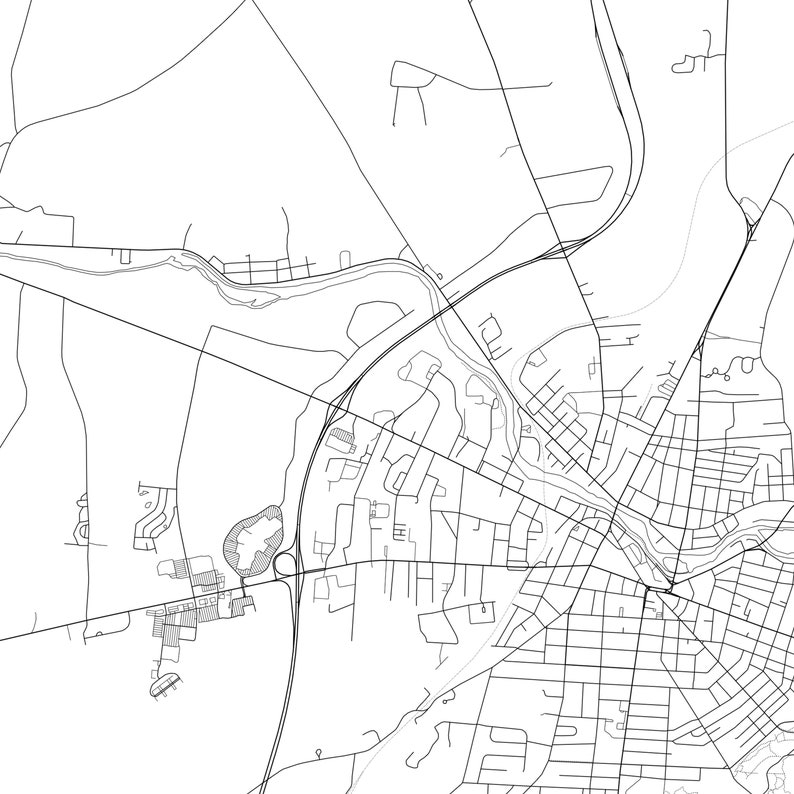 Watertown Map Print Watertown Map Poster Wall Art Ny City Etsy