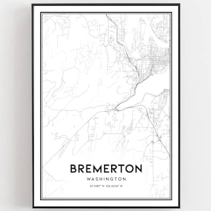 Bremerton Map Print, Bremerton Map Poster Wall Art, Wa City Map ...
