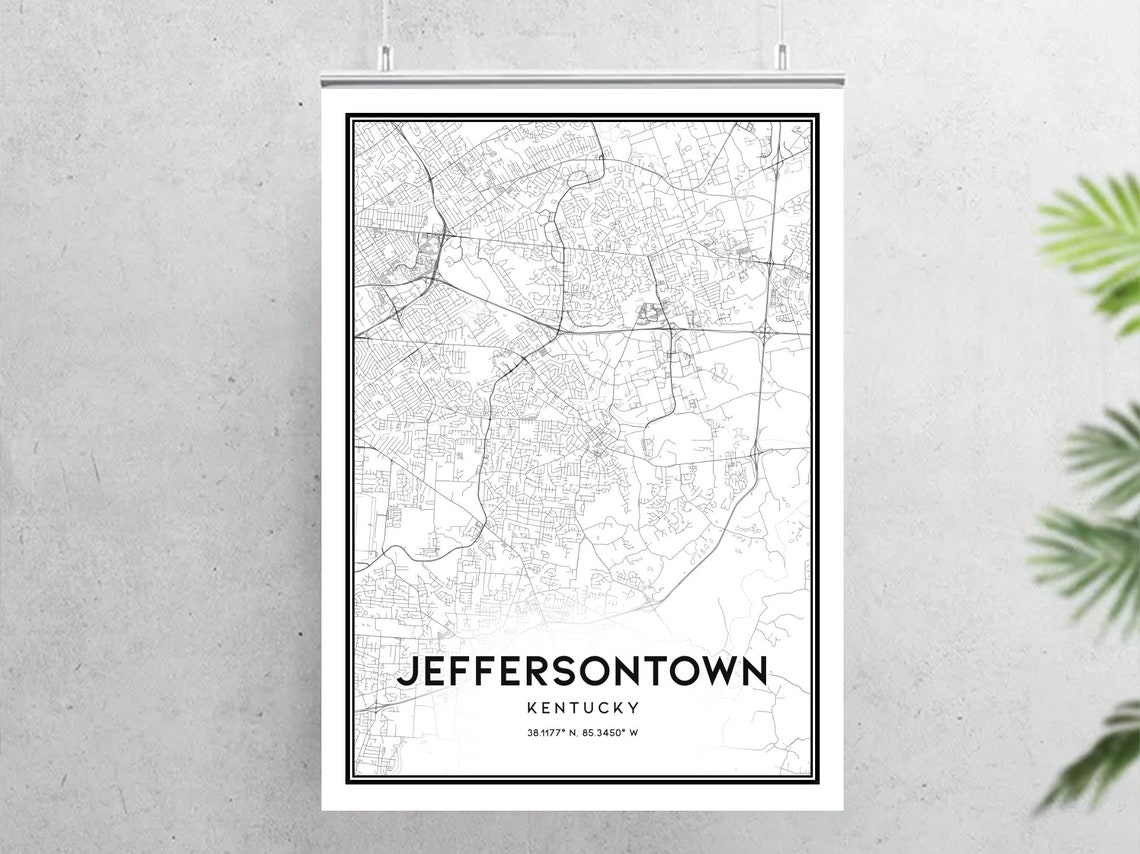 Jeffersontown Map Print Jeffersontown Map Poster Wall Art Ky Etsy
