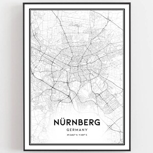 Nürnberg Karte Druck, Nürnberg Karte Poster Wandkunst, Nürnberg Stadtplan, Nürnberg Druck Straßenkarte Dekor, Straßenkarte Geschenk, B328