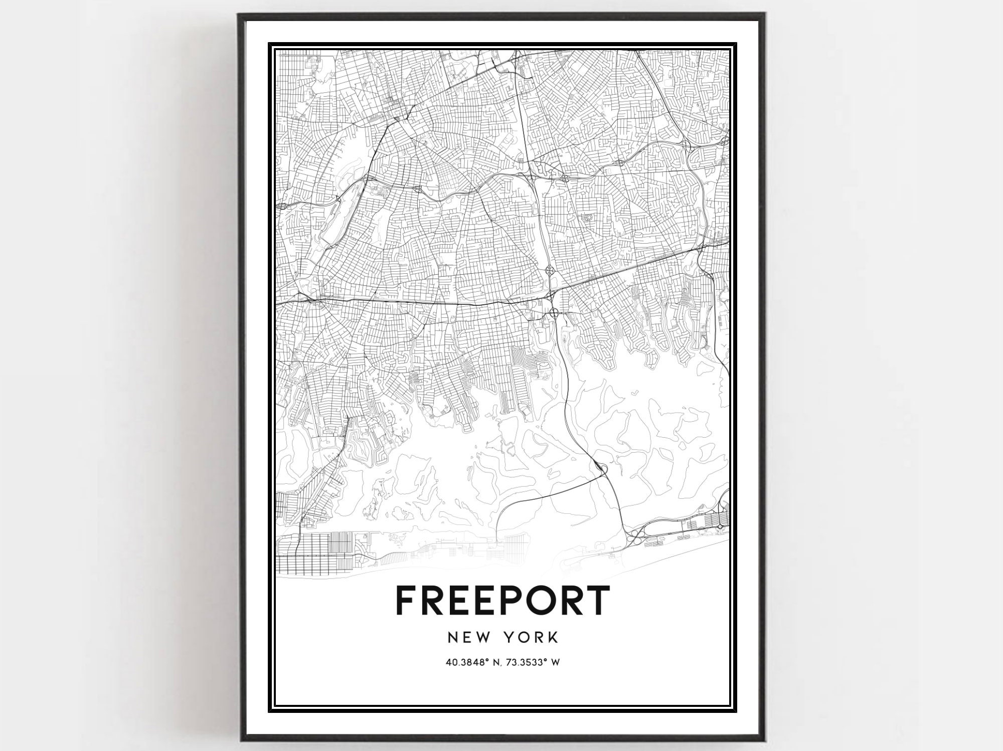 Freeport Map Print Freeport Map Poster Wall Art Ny City | Etsy