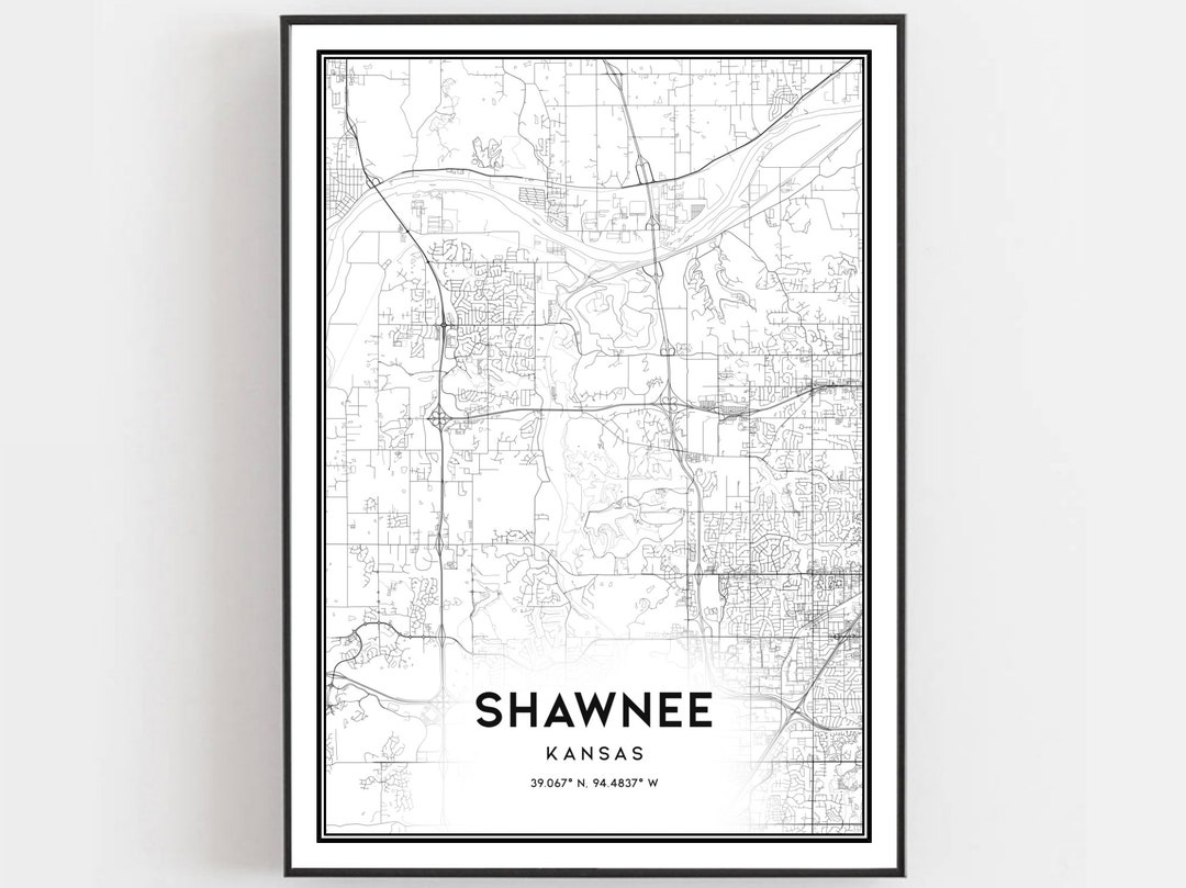 Shawnee Map Print, Shawnee Map Poster Wall Art, Ks City Map, Kansas ...