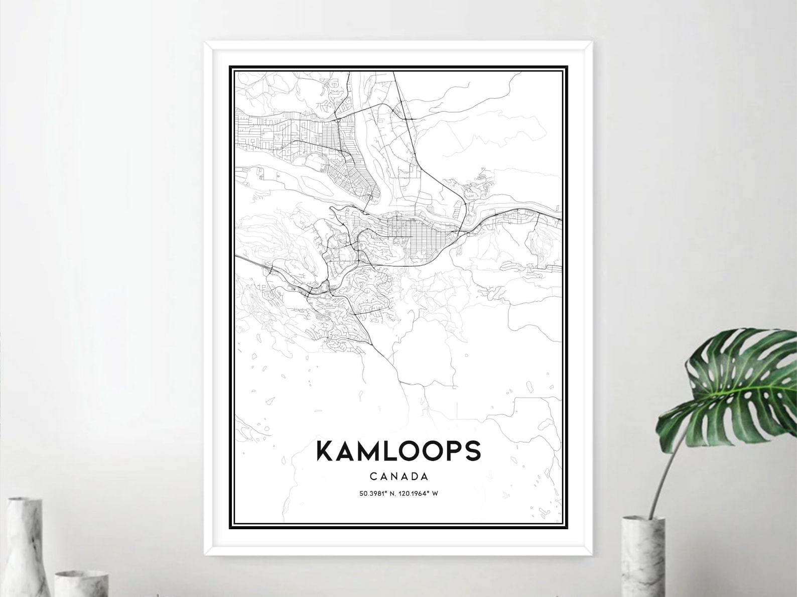 Kamloops Map Print Kamloops Map Poster Wall Art Kamloops Etsy