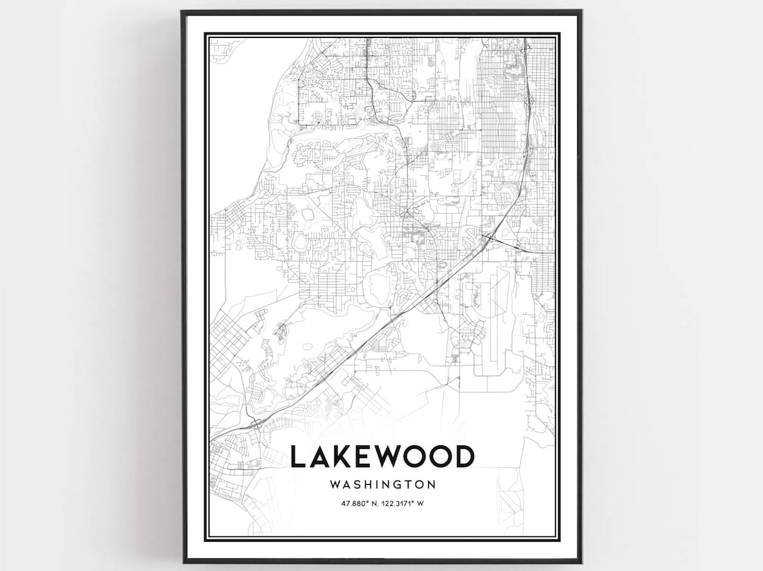 Lakewood Map Print, Lakewood Map Poster Wall Art, Wa City Map ...