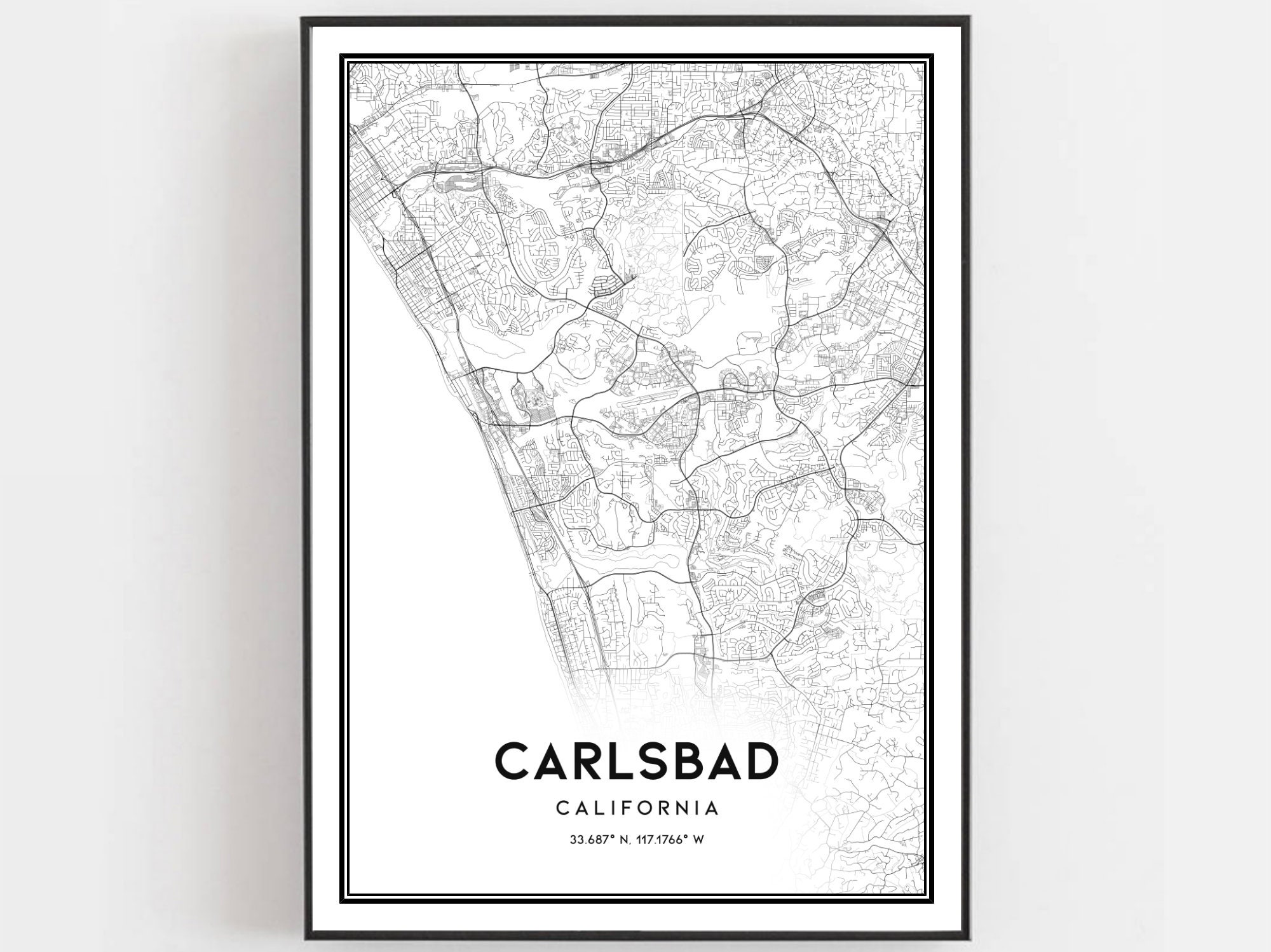 Carlsbad Map Print Carlsbad Map Poster Wall Art Ca City Map Etsy
