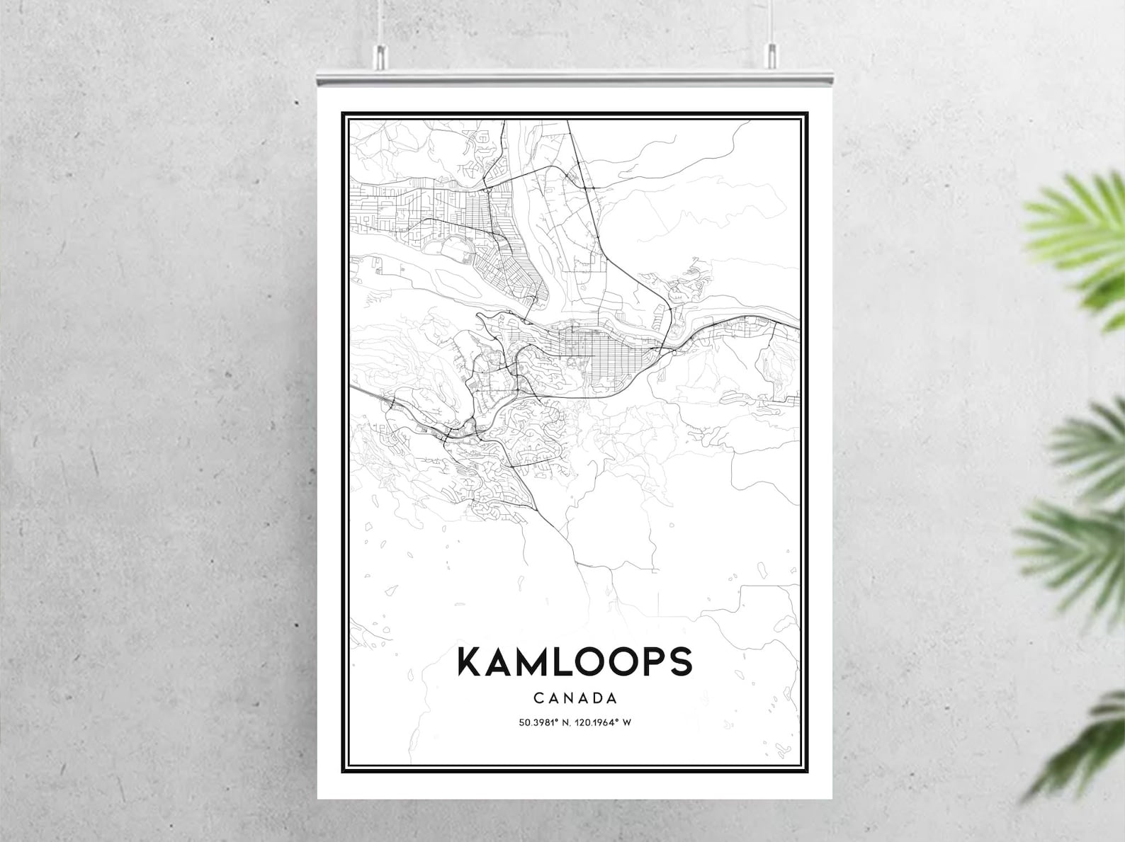 Kamloops Map Print Kamloops Map Poster Wall Art Kamloops Etsy