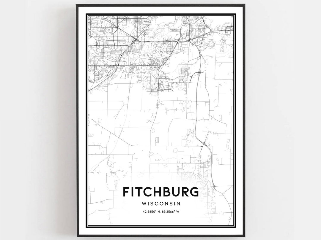 Fitchburg Map Print Fitchburg Map Poster Wall Art Wi City Map Il 1aug 