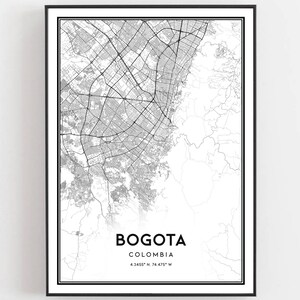 Bogota Karte Druck, Stadtplan Geschenk, B28
