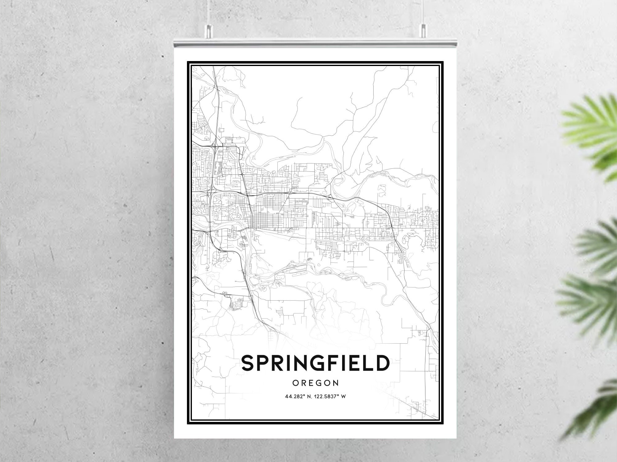 Springfield Map Print, Springfield Map Poster Wall Art, or City Map ...