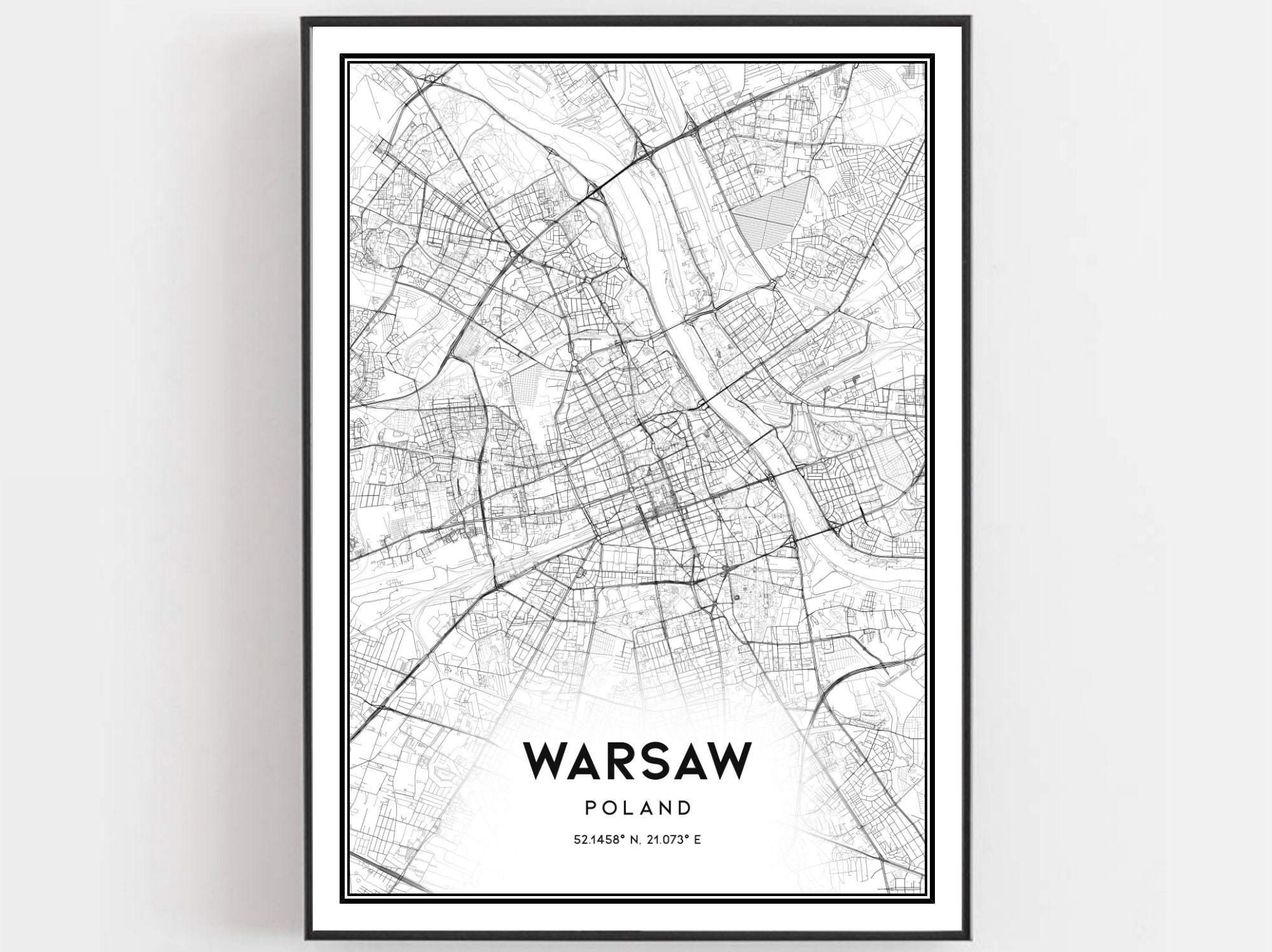 Warsaw Map Print Warsaw Map Poster Wall Art Warsaw City Map | Etsy
