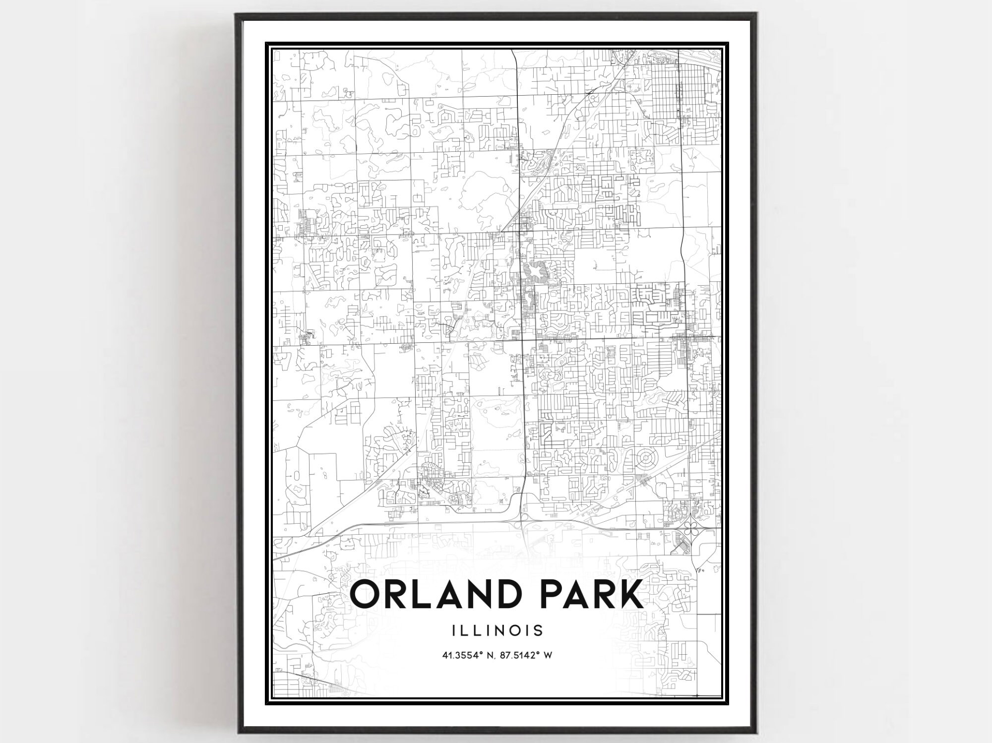 Orland Park Map Print Orland Park Map Poster Wall Art Il Etsy Ireland