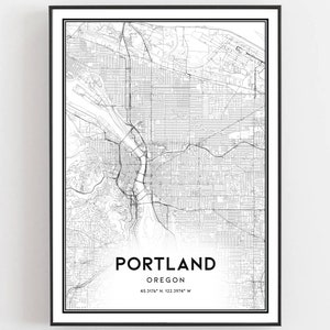 Portland Map Print, Portland Map Poster Wall Art, ou City Map, Oregon Print Street Map Decor, Road Map Gift, B152