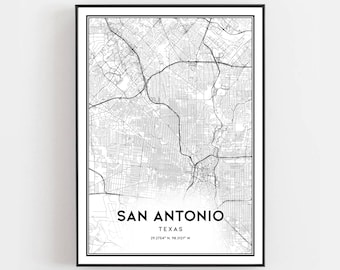 San Antonio Map Print, San Antonio Map Poster Wall Art, Tx  City Map, Texas Print Street Map Decor, Road Map Gift, B155