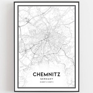 Chemnitz Karte Print, Chemnitz Karte Poster Wandkunst, Chemnitz Stadtplan, Chemnitz Print Straßenkarte Dekor, Straßenkarte Geschenk, B502