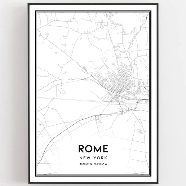 Rome Map Print, Rome Map Poster Wall Art, Ny  City Map, New York Print Street Map Decor, Road Map Gift, B1836