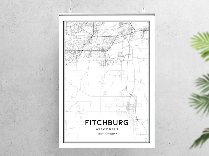 Fitchburg Map Print Fitchburg Map Poster Wall Art Wi City Etsy Il Lkru 