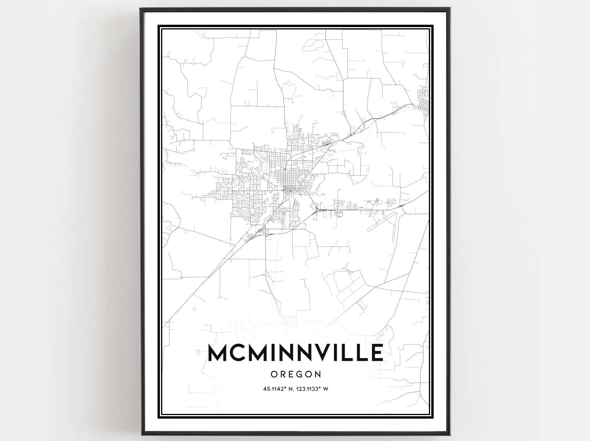 Mcminnville Map Print Mcminnville Map Poster Wall Art Or | Etsy