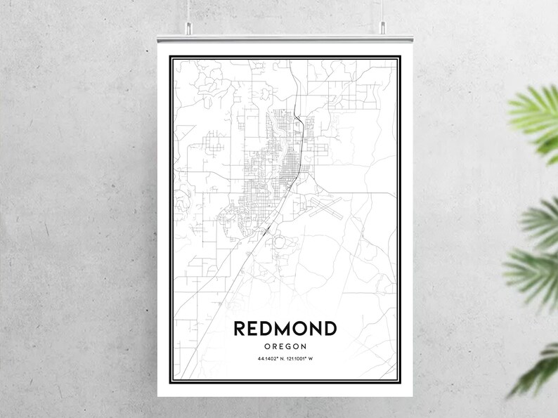 Redmond Map Print Redmond Map Poster Wall Art Or City Map | Etsy